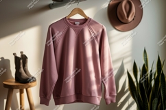 Rose pink raglan sweatshirt mockup image Product Image 1