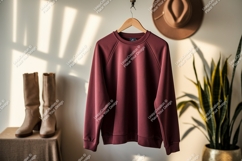 Maroon sweatshirt with boots and hat raglan sleeves Product Image 1