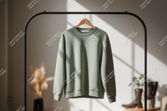 Sage green crewneck sweatshirt mockup clothing apparel Product Image 1