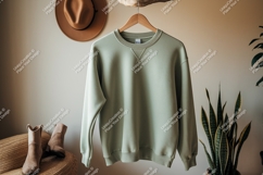 Sage green crewneck sweatshirt mockup Product Image 1