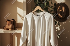 Creamy sweatshirt hanging with boots and hat raglan Product Image 1