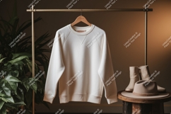 Creamy white sweatshirt with raglan sleeves mockup Product Image 1