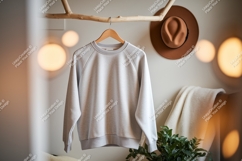 Light grey sweatshirt hanging clothing apparel Product Image 1