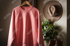 Coral pink sweatshirt with raglan sleeves image Product Image 1