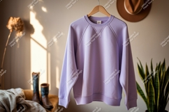 Lavender sweatshirt hanging mockup clothing apparel Product Image 1