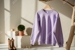 Lavender sweatshirt hanging on branch clothing apparel Product Image 1