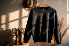 Black sweatshirt hanging with cowboy boots and hat Product Image 1