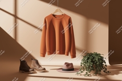 Orange sweatshirt boots hat plant image Product Image 1