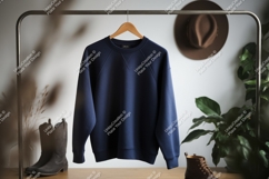Navy blue sweatshirt cowboy boots hat plants raglan Product Image 1