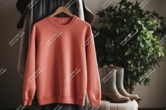 Coral sweatshirt cowboy boots plant mockup apparel Product Image 1