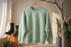 Mint green raglan sweatshirt hanging mockup apparel Product Image 1