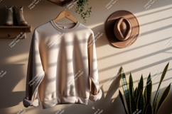 Neutral crewneck sweatshirt hanging indoors mockup Product Image 1