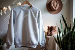 Light grey raglan sweatshirt mockup clothing Product Image 1