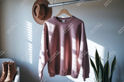 Dusty rose crewneck sweatshirt hanging mockup Product Image 1
