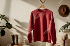 Crimson raglan sweatshirt hanging garment Product Image 1