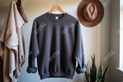 Dark gray crewneck sweatshirt mockup clothing Product Image 1