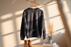 Dark gray sweatshirt hanging on branch mockup clothing Product Image 1