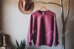 Maroon sweatshirt hanging on branch clothing apparel Product Image 1