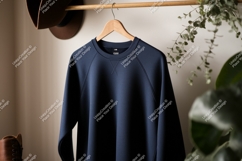 Dark blue sweatshirt hanging on rack mockup navy Product Image 1