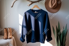 Navy sweatshirt hanging on branch clothing apparel Product Image 1
