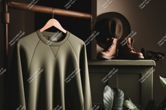 Olive sweatshirt boots hat mockup image Product Image 1