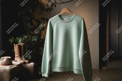 Mint green sweatshirt hanging clothing apparel Product Image 1