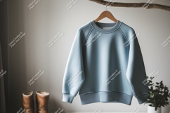 Light blue raglan sweatshirt hanging clothing garment Product Image 1
