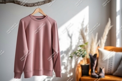 Dusty rose sweatshirt hanging on branch mockup pink Product Image 1