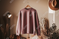 Dusty rose sweatshirt hanging mockup apparel Product Image 1