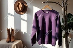 Purple sweatshirt cowboy boots hat image Product Image 1