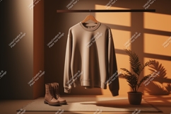 Beige sweater boots plant mockup brown Product Image 1