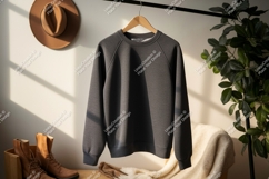 Dark gray raglan sweatshirt mockup clothing Product Image 1