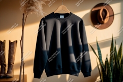 Black crewneck sweatshirt mockup clothing Product Image 1