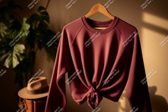 Maroon knotted sweatshirt hanging wood Product Image 1