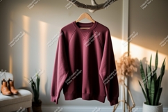 Maroon sweatshirt hanging indoors garment clothing Product Image 1