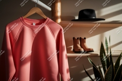 Coral sweatshirt with boots and hat raglan clothing Product Image 1