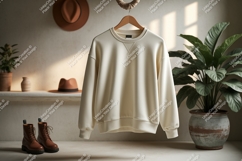 Creamy sweatshirt hanging display mockup clothing Product Image 1