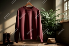Maroon sweatshirt hanging indoors clothing Product Image 1
