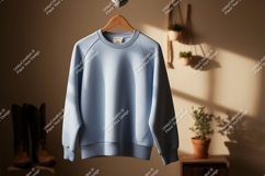 Light blue sweatshirt hanging mockup clothing Product Image 1