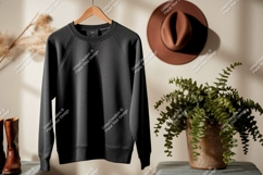 Dark grey sweatshirt hanging wooden hanger image Product Image 1