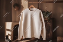 Cream sweatshirt hanging indoors clothing Product Image 1