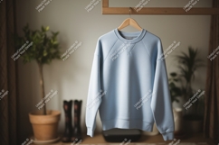 Light blue sweatshirt hanging mockup clothing apparel Product Image 1