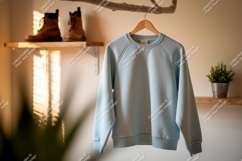 Light blue crewneck sweatshirt mockup clothing Product Image 1