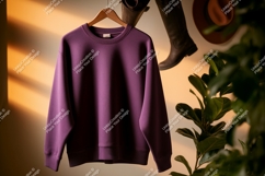 Purple sweatshirt hanging on hanger clothing garment Product Image 1