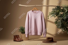 Pink sweatshirt boots hat plant image Product Image 1