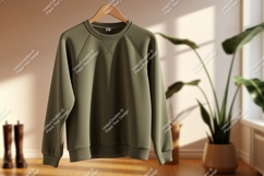Olive green raglan sweatshirt clothing Product Image 1