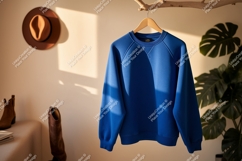Blue sweatshirt hanging on branch raglan crewneck Product Image 1