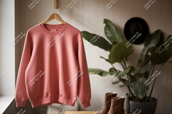 Coral sweatshirt hanging on hanger garment clothing Product Image 1