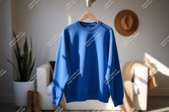 Blue Crewneck Sweatshirt Mockup clothing Product Image 1