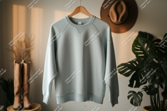 Light blue crewneck sweatshirt mockup clothing apparel Product Image 1